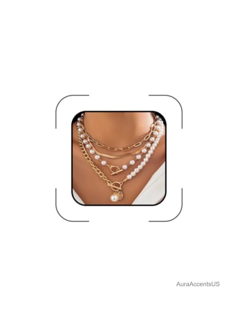 Chunky Pearl Layered Necklace Set for Women